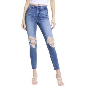 Good American blue good waist distressed skinny denim jeans size 2